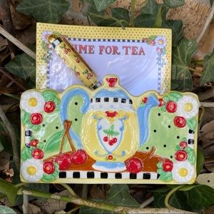 NIB-Mary Engelbreit Time for Tea Ceramic Note Tote by Brownlow